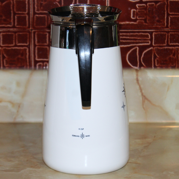 Vintage CorningWare Black Starburst 9 Cup Percolator Coffee Pot - Picture 4 of 16